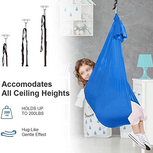 ZWDM Terapia Interior Swing Terapia ELÁTICA DE NIÑOS DE NIÑOS Swing EFECTUFICO Caliente EN NIÑOS con Necesidades SENSORIOS Y Equipo DE Terapia Ocupacional (Color : Blue, Size : 100x280cm)