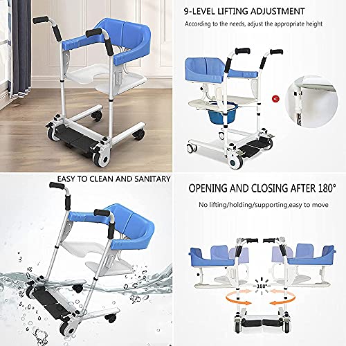 ZWJABYY Elevador para Silla De Ruedas,Gruas para Personas Mayores,BañO Sillas De Ruedas,Silla De BañO con Inodoro para Ancianos Discapacitados,120Kg/265 LB De Carga,ComfortEdition-Lightblue