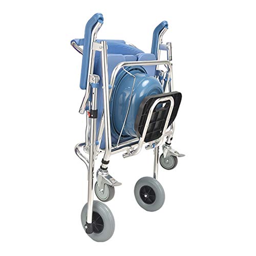 ZWYSL Silla con Inodoro Silla de Ruedas 4 en 1 Silla de Transporte for Ducha con Silla de Inodoro con Ruedas 2 Frenos de Ruedas Inodoro móvil Plegable Anciano discapacitado (Color : A)