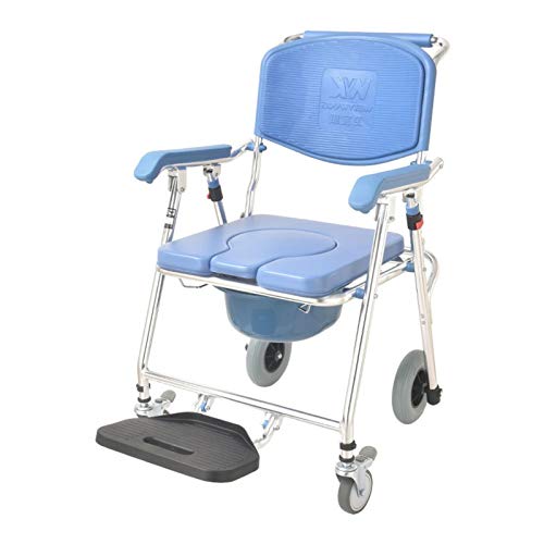 ZWYSL Silla con Inodoro Silla de Ruedas 4 en 1 Silla de Transporte for Ducha con Silla de Inodoro con Ruedas 2 Frenos de Ruedas Inodoro móvil Plegable Anciano discapacitado (Color : A)