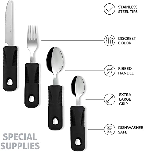 ZYFWBDZ Utensilios adaptables, Suministros Especiales Utensilios adaptables, Mangos Antideslizantes y sin Peso para temblores de Manos, Artritis, Parkinson o Uso de Personas Mayores