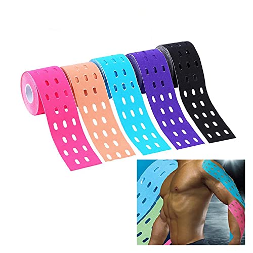 1 unids 500 cm x 5 cm Kinesiología Músculos Músculos Cuidado de los Deportes Elástico Physio Roll Punch Therapeutic Tape Adhesive (Color : B Rose Red)