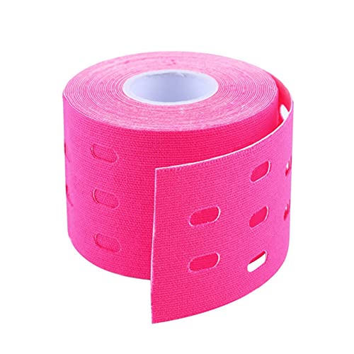 1 unids 500 cm x 5 cm Kinesiología Músculos Músculos Cuidado de los Deportes Elástico Physio Roll Punch Therapeutic Tape Adhesive (Color : B Rose Red)