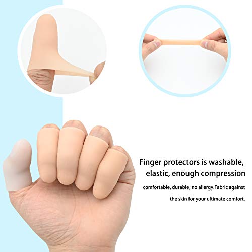 12 piezas Protector de Dedos Gel Funda Finger Protector Casquillos Dedos Mano de Silicona Manga de Dedos,para Agrietamiento de Dedo Gatillo de Dedo