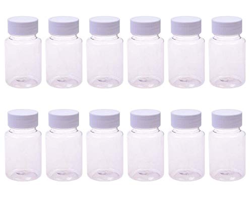 12PCS Vaciar Espesar Botellas plástico Cápsula Estuche con Tapa Rosca Blanca Pastilla Recipiente Almacenamiento Tableta para líquido sólido en Polvo Dispensado químico (80ml/2.7oz)