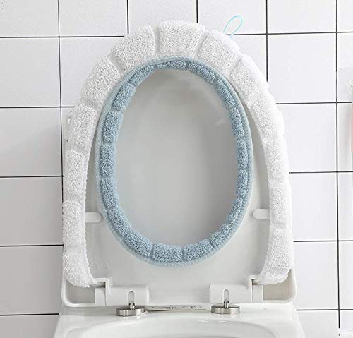 2 cojines universales impermeables para asiento de inodoro con lazo para colgar en el baño, suaves y cálidos, lavables