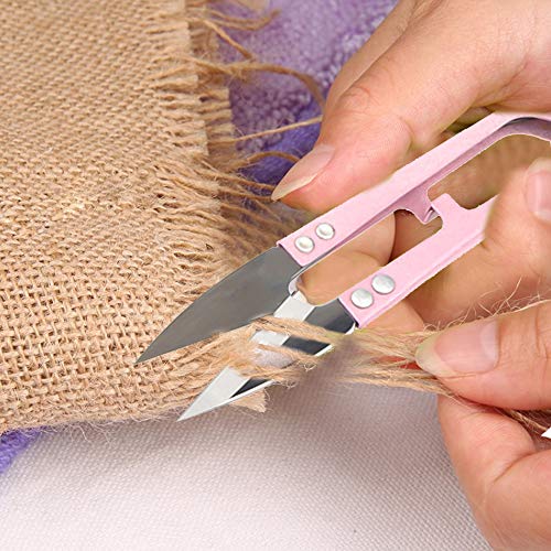 2 Pcs Tijeras de Costuras Clippers Mini U Forma Hilo Tijeras de Costura de Punto de Cruz Craft Clipper Ideal para Hilos de Coser Finos (Rosa）