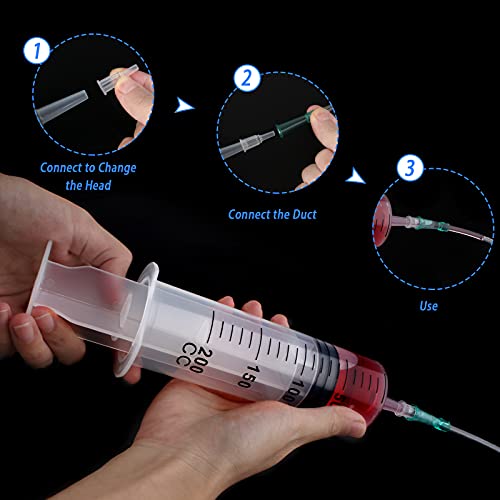 2 Piezas Jeringa con Tubo 200 ml 100 ml y Jeringas de Cabeza de Conversión de Jeringa de Plástico Grande de 2 Piezas Tubo de Plástico Para Motor de Engranajes de Aceite en Espiral