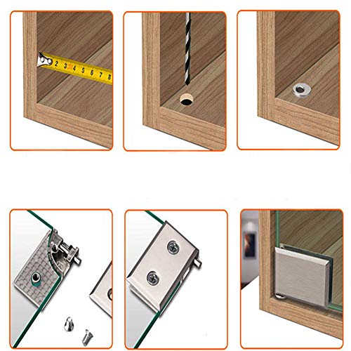 2 x Bisagras Pivotantes de Acero Inoxidable para Puerta de Vidrio, Abrazadera de Bisagra de Vitrina de Vidrio Ajustable de 60x30x15 mm, Abrazadera de Bisagra para Gabinete de Vidrio Grueso de 5-8 mm