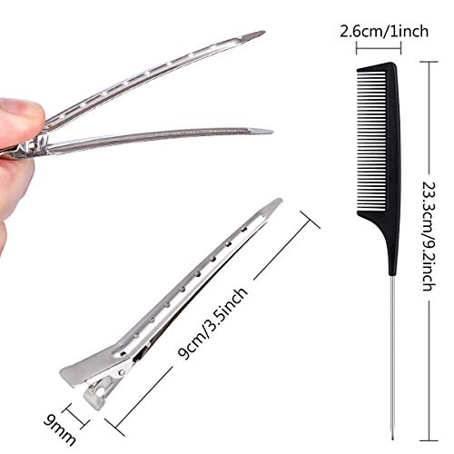 24 Piezas Pinza de Pelo de Duckbill, Pinzas de 3.5 pulgadas de Metal Plateado Clips para El Cabello Suministros de Peluquería Acero Pinzas de Cocodrilo con Agujeros