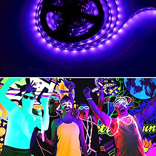 2pcs 2M Tira de LED UV, Bomcosy Tira de LED de luz negra, Tira de LED de luz púrpura, puerto USB 5V, ideal para Halloween, fiesta de Navidad, pintura corporal, pintura de maquillaje de neón