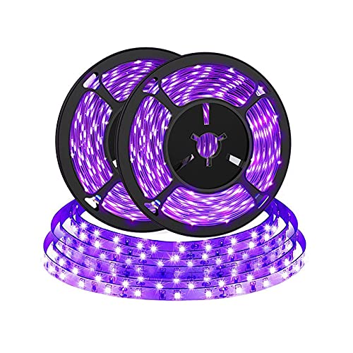 2pcs 2M Tira de LED UV, Bomcosy Tira de LED de luz negra, Tira de LED de luz púrpura, puerto USB 5V, ideal para Halloween, fiesta de Navidad, pintura corporal, pintura de maquillaje de neón