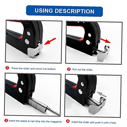 3 en 1 Pistola de clavos manuales, Metal Standy Manual Staplers Portátil DIY Tool Grapador Grapadora para tapicería, Material de fijación, Decoración, Carpintería, Muebles