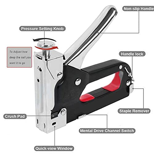 3 en 1 Pistola de clavos manuales, Metal Standy Manual Staplers Portátil DIY Tool Grapador Grapadora para tapicería, Material de fijación, Decoración, Carpintería, Muebles