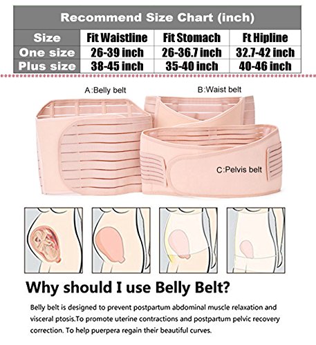 3 en 1 soporte posparto recuperación vientre envoltura cintura/pelvis cinturón cuerpo Shaper postnatal, talla grande