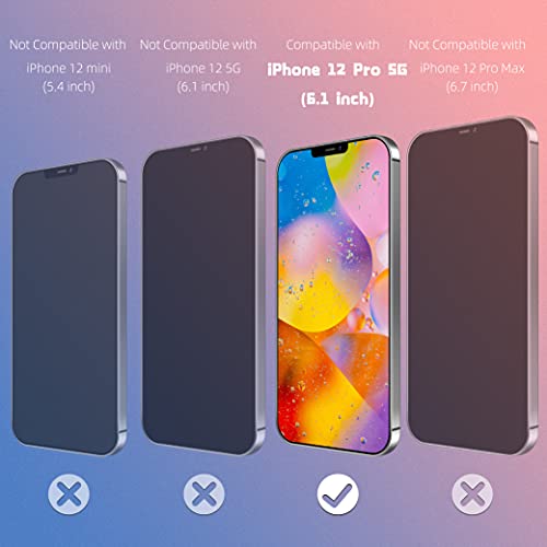 [3 PACK]UniqueMe Protector de pantalla Compatible con iPhone 12 Pro (6.1 pulgadas) Cristal Templado, [Sin burbujas] Dureza 9H Película transparente HD Vidrio Templado Con marco de instalación