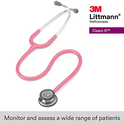 3M Littmann Classic III Fonendoscopio para monitorización, tubo color Rosa Perla, 69 cm, 5633