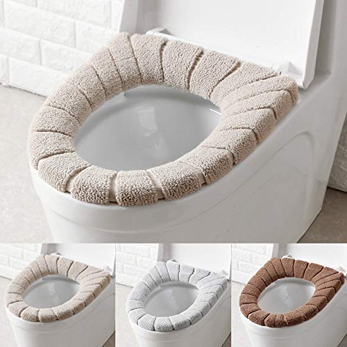 3PCS Asientos de inodoro, funda de asiento de inodoro cojín de baño suave y cálido lavable 3 piezas