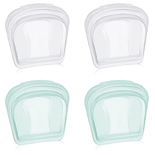 4 Bolsas de Pastillas Abiertas Portátiles de Apretar Bolsa de Pastillas de Viaje Transparente Bolsa de Almacenaje Reutilizable Silicona Bolsa Organizador Resellable, Transparente y Verde