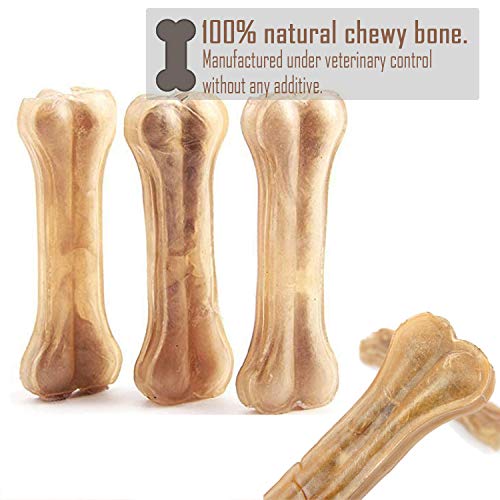 4 Pcs Hueso Prensado para Perros Piel Vacuno Fortalecedor de Dientes Stick Dental Dog Snack 14cm BPS-5000*4 (4 Pcs)