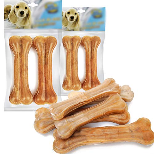 4 Pcs Hueso Prensado para Perros Piel Vacuno Fortalecedor de Dientes Stick Dental Dog Snack 14cm BPS-5000*4 (4 Pcs)