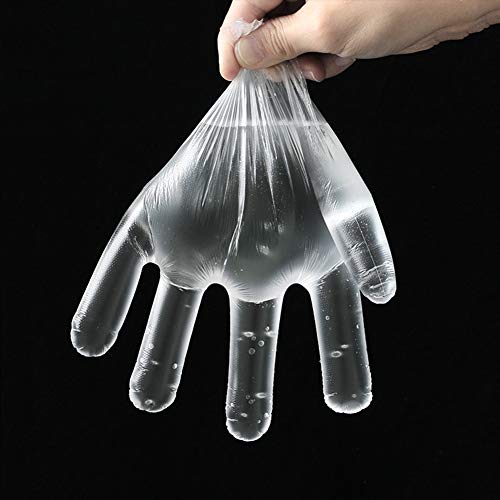 400 Piezas Guantes Desechables de Plástico Transparente Limpieza de Trabajo de Polietileno Guantes de PE Transparentes para Cocinar Limpieza Pintura Coloración del Cabello