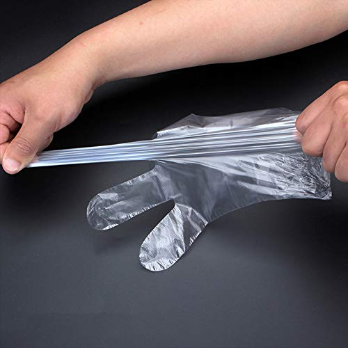 400 Piezas Guantes Desechables de Plástico Transparente Limpieza de Trabajo de Polietileno Guantes de PE Transparentes para Cocinar Limpieza Pintura Coloración del Cabello