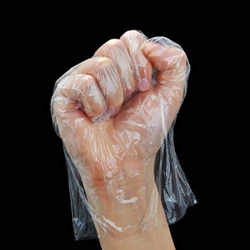 400 Piezas Guantes Desechables de Plástico Transparente Limpieza de Trabajo de Polietileno Guantes de PE Transparentes para Cocinar Limpieza Pintura Coloración del Cabello