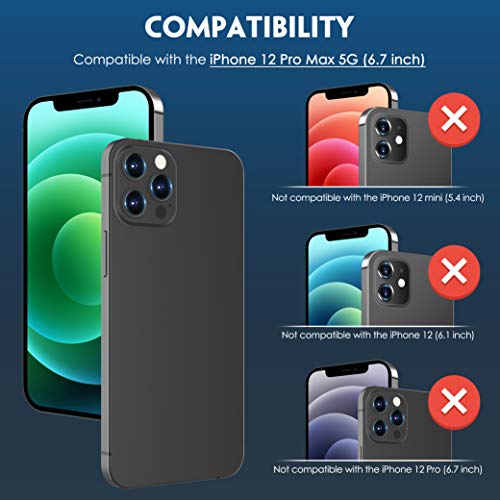 [5 Pack] UniqueMe 3 Pack Protector de Pantalla Compatible con iPhone 12 Pro Max (6.7 pulgadas) y 2 Pack Protector de lente de cámara Cristal Templado, [9H Dureza][Sin Burbujas] HD Vidrio Templado