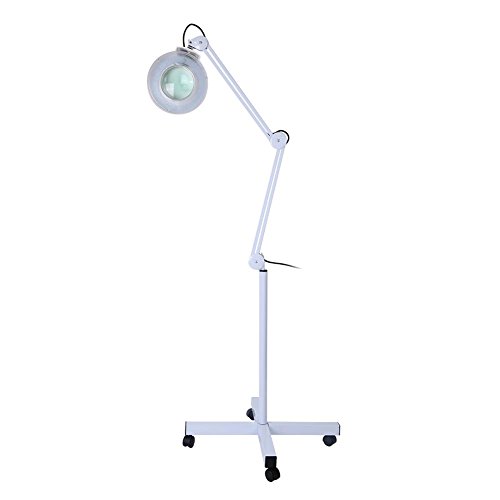 5 x Led Lámpara Lupa, Lámpara de Lupa Cosmética Con Soporte Ajustable Lámpara de Lupa de Pie con Ruedas Movibles Estructura de Metal Estable, para Tatuaje Salón de Belleza Instituciones Medicas