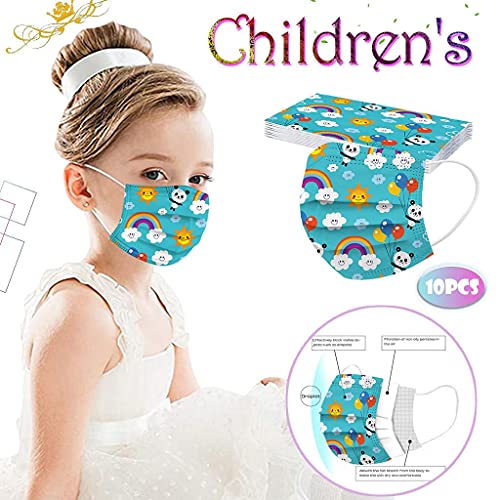 50 Piezas Niños Infantil con Elástico para Los Oídos 3 Capa Transpirables Plegables con Pinza Nasal,Resistente al Polvo y al Viento,Patrón Escuela, Fiesta