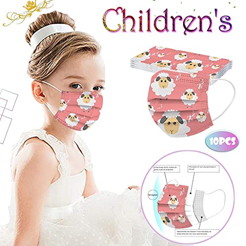 50 Piezas Niños Infantil con Elástico para Los Oídos 3 Capa Transpirables Plegables con Pinza Nasal,Resistente al Polvo y al Viento,Patrón Escuela, Fiesta