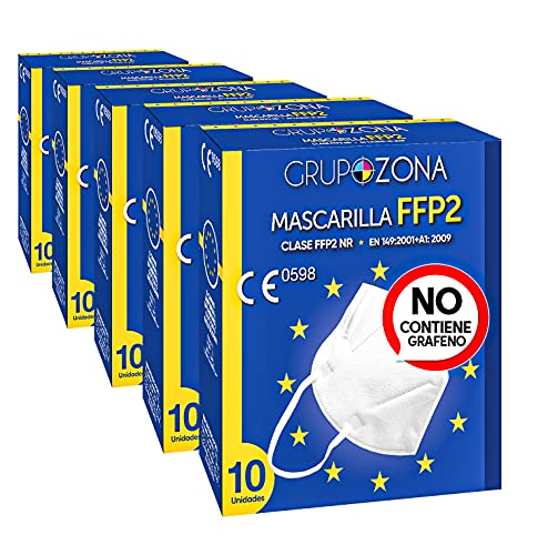 50 uds. mascarillas FFP2 NR homologadas CE 0598, filtrado de 5 capas - GrupoZona - Mascarilla ffp2 protección - Envío rápido