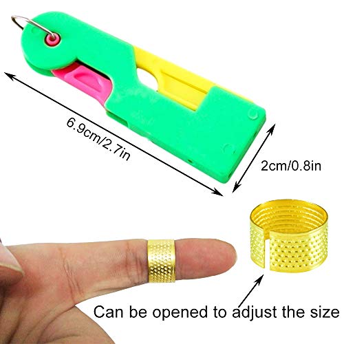 6 piezas Dispositivo de Hilo de Aguja Enhebrador de Aguja automático Enhebrador de Aguja de Coser a Mano y máquina de Coser Aguja Fast Lead Con dos dedales y una caja de agujas de coser