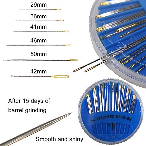 6 piezas Dispositivo de Hilo de Aguja Enhebrador de Aguja automático Enhebrador de Aguja de Coser a Mano y máquina de Coser Aguja Fast Lead Con dos dedales y una caja de agujas de coser