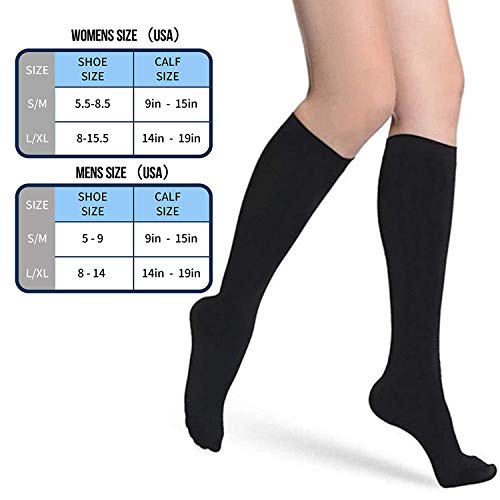 7 pares de Calcetines de Compresión Los Mejores Calcetines Deportivos y Médicos Medias de Compresión para Deportes, Carreras, Viajes en avión, Soporte (S/M, Black)