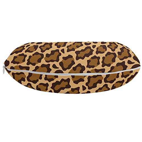 ABAKUHAUS Estampado de Leopardo Cojín de Viaje para Soporte de Cuello, Piel Panthera Especie, Viajes Siestas Leer Mirar TV, 30x30 cm, Arena de Color marrón pálido Caramel