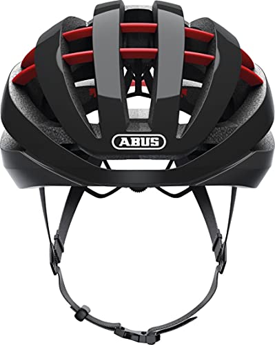 ABUS Aventor Quin Casco de carreras - Casco de bicicleta inteligente con detección de colisión y sistema de alarma SOS - Para hombres y mujeres - Negro, talla L