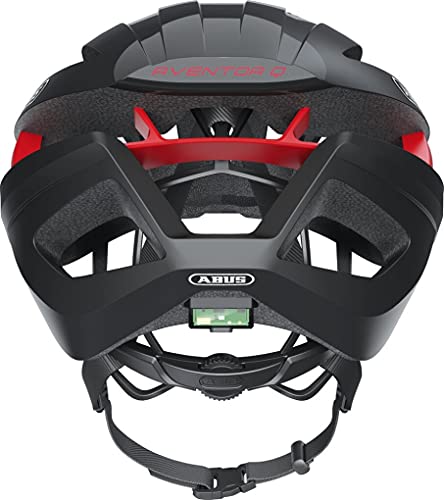 ABUS Aventor Quin Casco de carreras - Casco de bicicleta inteligente con detección de colisión y sistema de alarma SOS - Para hombres y mujeres - Negro, talla L