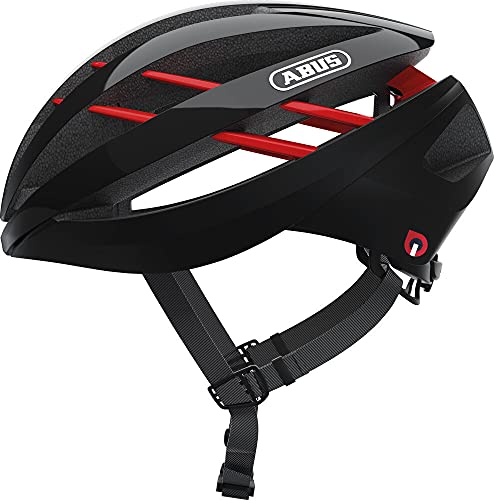 ABUS Aventor Quin Casco de carreras - Casco de bicicleta inteligente con detección de colisión y sistema de alarma SOS - Para hombres y mujeres - Negro, talla L