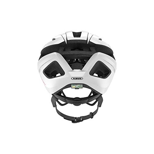 ABUS Viantor Quin Casco de carreras - Casco de bicicleta inteligente con detección de colisión y sistema de alarma SOS - Para hombres y mujeres - Blanco, talla M