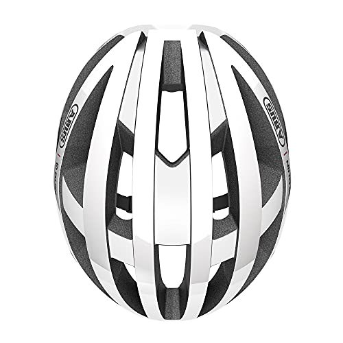 ABUS Viantor Quin Casco de carreras - Casco de bicicleta inteligente con detección de colisión y sistema de alarma SOS - Para hombres y mujeres - Blanco, talla M