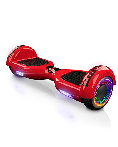 ACBK - Hoverboard Patinete Eléctrico Autoequilibrio con Ruedas de 6.5" (Altavoces Bluetooth + Ruedas Led integradas + Bolsa Transporte) Velocidad máxima: 10-12 km/h - Autonomía 10-12 km (Rojo)