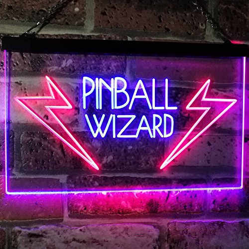 ADV PRO Pinball Wizard Game Room Display Bar Beer Club Dual Color LED Enseigne Lumineuse Neon Sign Rouge et Bleu 300 x 210mm st6s32-i2797-rb