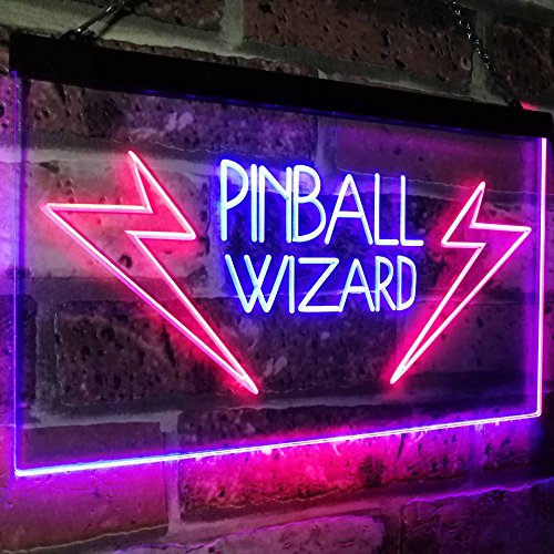 ADV PRO Pinball Wizard Game Room Display Bar Beer Club Dual Color LED Enseigne Lumineuse Neon Sign Rouge et Bleu 300 x 210mm st6s32-i2797-rb