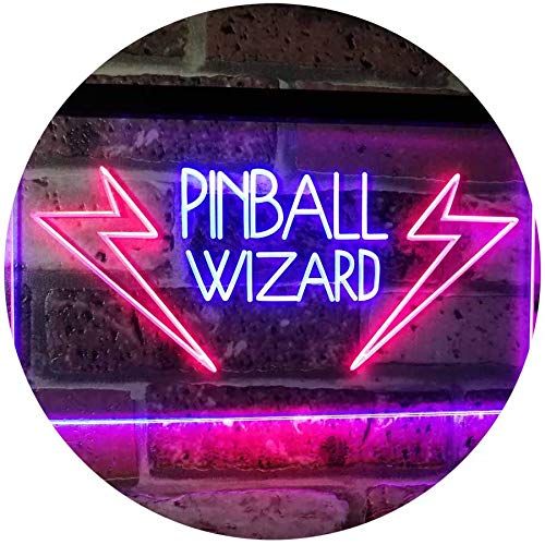 ADV PRO Pinball Wizard Game Room Display Bar Beer Club Dual Color LED Enseigne Lumineuse Neon Sign Rouge et Bleu 300 x 210mm st6s32-i2797-rb