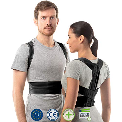 aHeal Corrector de Postura para Espalda Recta apto Hombre y Mujer | Soporte Médico de Hombros y Columna Vertebral Torácica y Lumbar | Rehabilitación de Lesiones y Postoperatoria | Talla 3 Negro