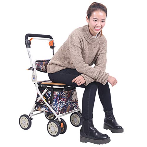 AI XIN shop Carro de la Compra de abarrotes con Servicio Pesado, Plegable, Andador médico Drive con Carrito y Frenos, Carro con Ruedas con Respaldo extraíble Plegable y Asiento Acolchado (Color : B)