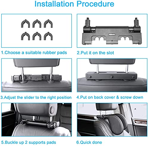 Aidodo Reposacabezas para Coche para Asiento de Coche Ajustable para el Cuello, cojín Cervical con Barra telescópica y Clips de Barra Deslizante, cojín Lateral de Piel Ajustable para niños Adultos