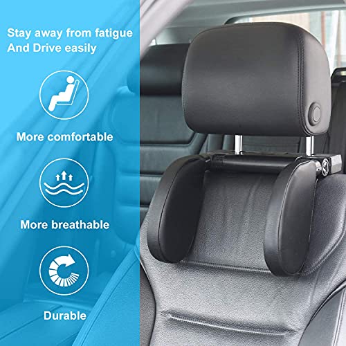 Aidodo Reposacabezas para Coche para Asiento de Coche Ajustable para el Cuello, cojín Cervical con Barra telescópica y Clips de Barra Deslizante, cojín Lateral de Piel Ajustable para niños Adultos